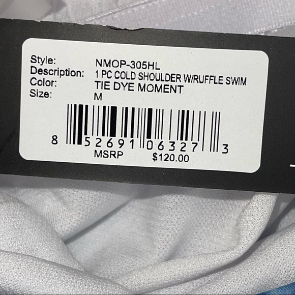 NEW Nicole Miller One Piece Cold Shoulder Ruffle Tie Dye Swimsuit M - Picture 13 of 17